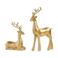 thumbnail image 1 of Gold Reindeer Sculpture Set 2 Pack, Premium Resin Christmas Elk Figurines for Holiday Decor, Elegant Golden Tabletop Accent, 1 of 7