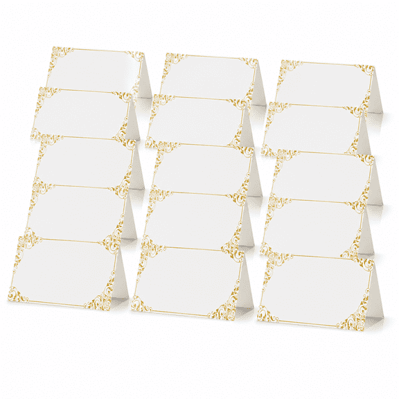Gold Reserved Table Signs for Wedding Party Restaurant - Double Sided Gold Reserved Signs for Tables Chairs - White Paper Reserved Table Tent Card - Wedding Accessories- Place Cards for Event