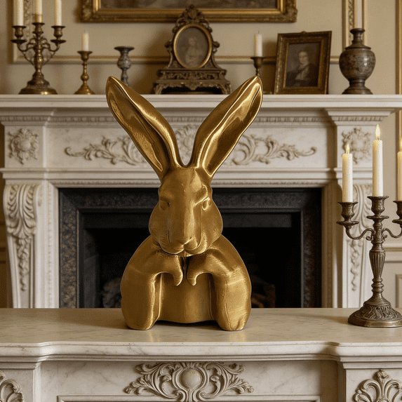 Gold Resin Bunny Table Decor Easter Thinking Bunny Figurine for Home Table Centerpieces Golden Cute Rabbit Statue for Spring Living Room Shelf Mantel Decorations