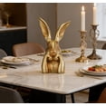 thumbnail image 1 of Gold Resin Easter Bunny Table Decor Thinking Rabbit Figurine Spring Home Centerpiece Statue for Shelf Mantel Living Room Entryway gold bunny figurine, 1 of 7