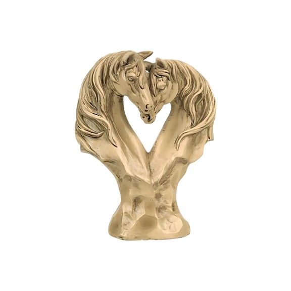 Gold Resin Horse Couple Sculpture with Heart-Shaped Design, Symbol of Love and Loyalty for Home Decor, Wedding, or Anniversary Gift in Gold