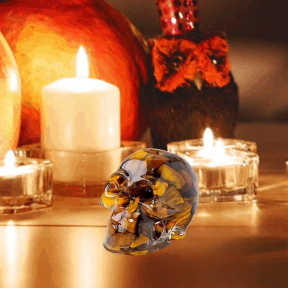 Gold Resin Skull Ghost Head Halloween Decoration Mini Ornament 1.2 Oz 1 Count