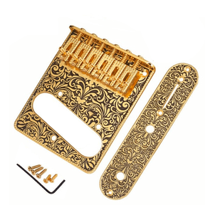 Gold Retro Roller Saddles & Control Plate for Fender Telecaster Bridge – Electric Guitar Upgrade Kit, 2-Piece Set