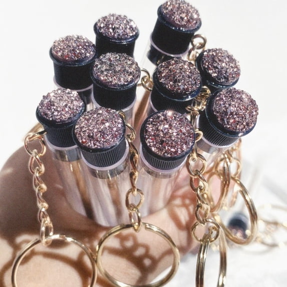 Gold Reusable Eyelash Brush Tube Keychain Plastic Lash Spoolie Container Glitter Cils Mascara Wands Keyring (50pcs Rose Gold)