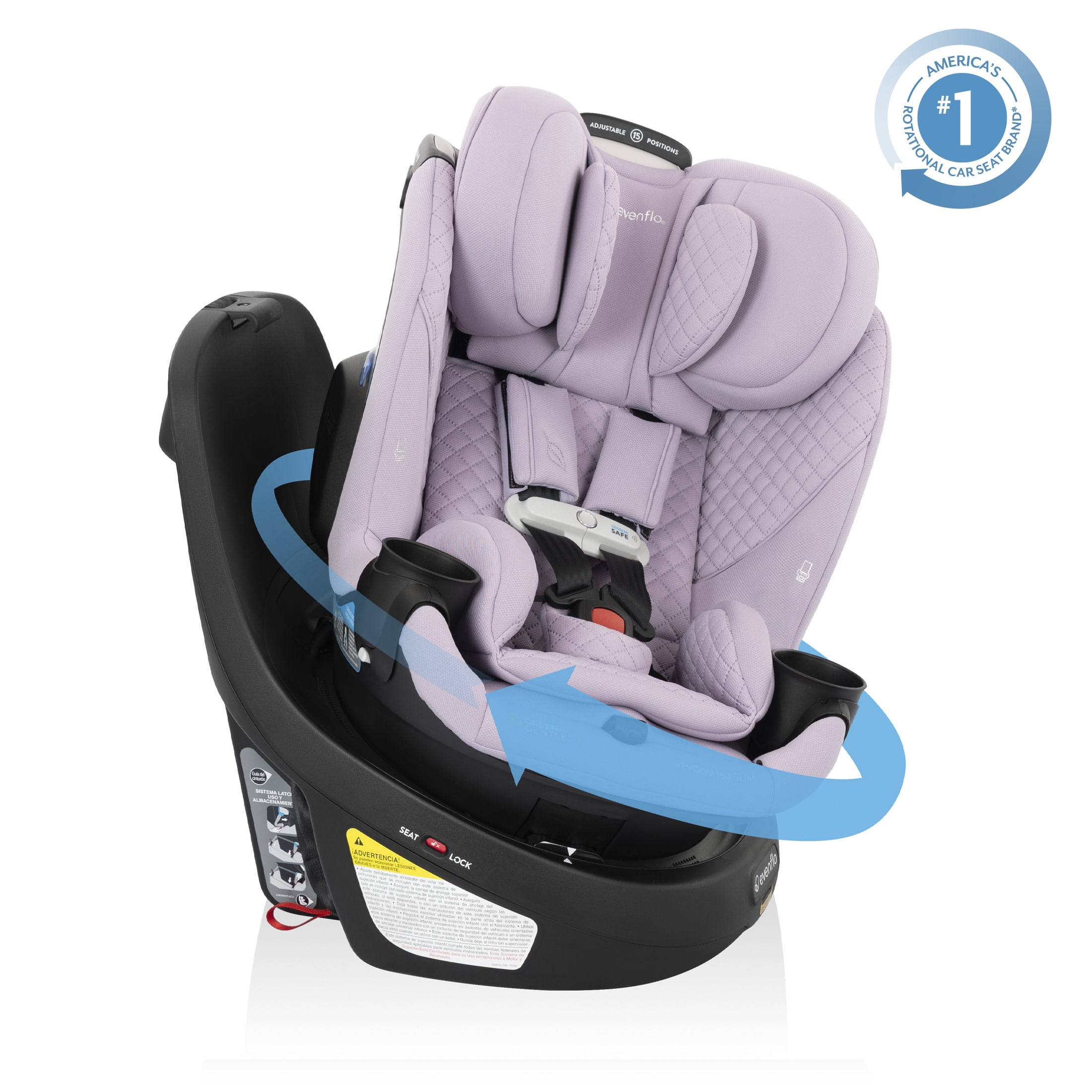 Evenflo Revolve360 Slim 2-in-1 Rotating Car Seat with Green & Gentle Fabric (Agate)