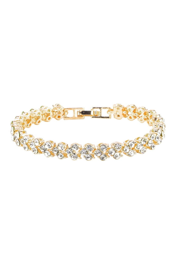 Gold Rhinestone Bracelet for Women Elegant Jewelry Fashion Accessory Idea Sparkling Cubic Zirconia Bangle