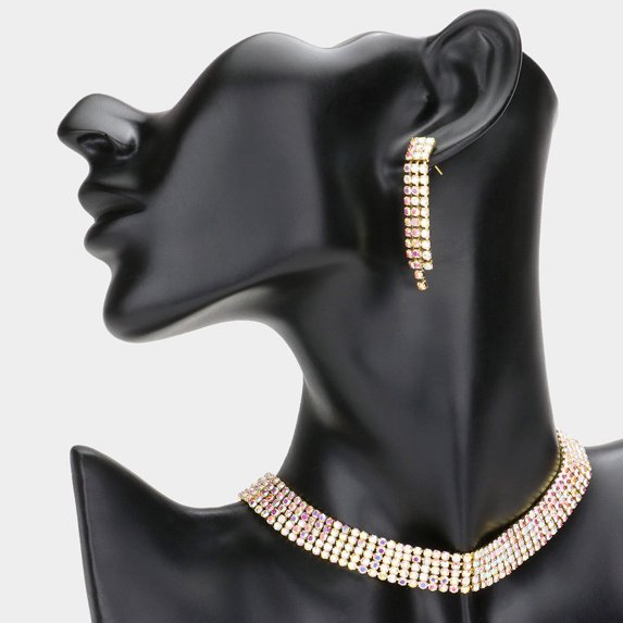Gold Rhinestone Pave Necklace