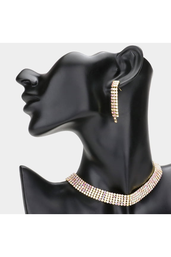 Gold Rhinestone Pave Necklace