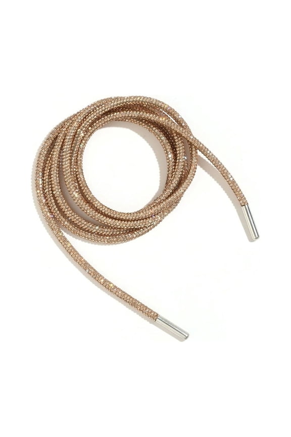 Gold Rhinestone Shoelaces For Shoes Glitter Round Rope Drawstring Cord Replacement For Sneakers Hoodies Casual Decor Accessory Size 120