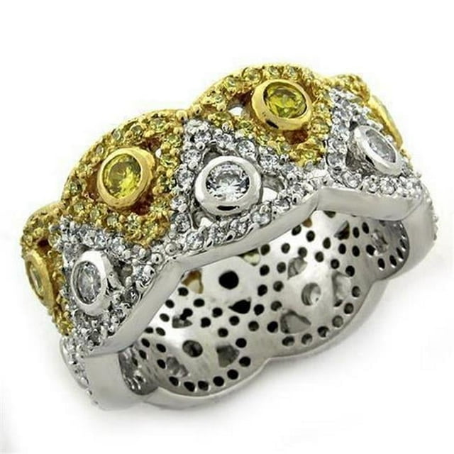 Gold & Rhodium 925 Sterling Silver Ring with AAA Grade CZ, Multi Color