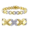thumbnail image 1 of Gold+Rhodium Brass Bracelet with AAA Grade CZ in Clear for Women Clear Stone Color Style 32014 Size 7.25, 1 of 1