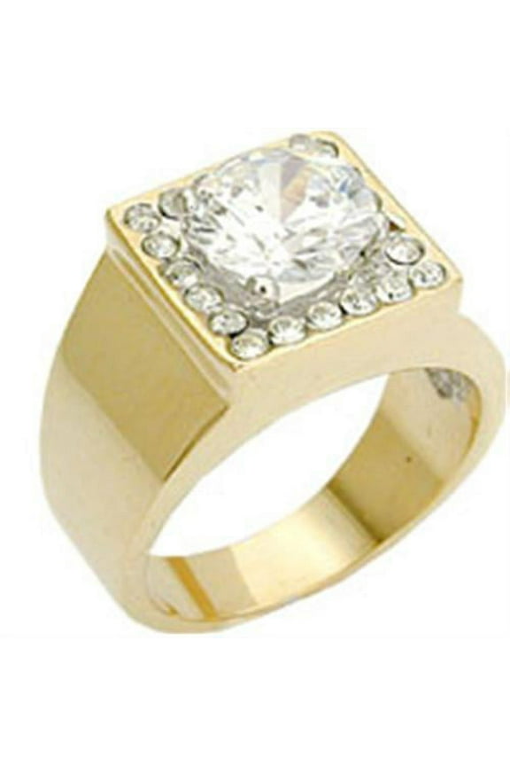 Gold+Rhodium Brass Ring with AAA Grade CZ in Clear for Women Clear Stone Color Style 2W076 Size 11
