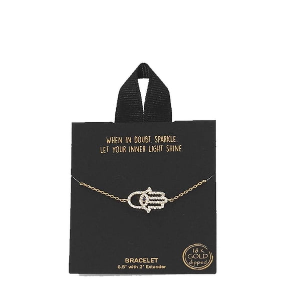Gold Rhodium Dipped Hamsa Pendant Bracelet Gold