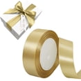 thumbnail image 1 of Gold Ribbon 1 Inch x 25 Yards Polyester Fabric Ribbon for Gift Wrapping Flower Bouquets Bows DIY Wreaths Wedding Craft Decoration,1 Roll,Gold, 1 of 5