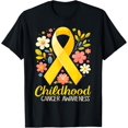 thumbnail image 1 of Gold Ribbon Childhood Cancer Awareness Girls Kids Women T-Shirt, 1 of 4