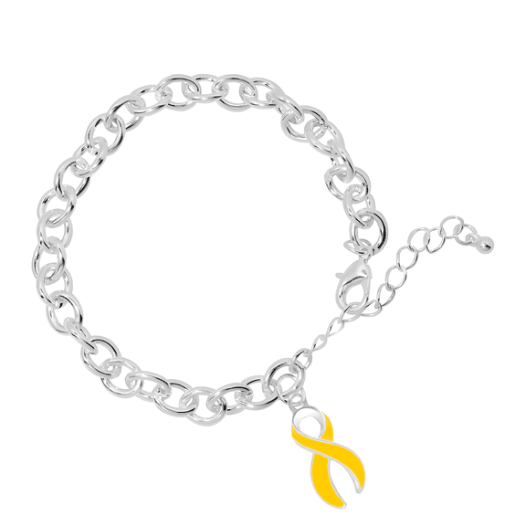Gold Ribbon Chunky Charm Awareness Bracelets