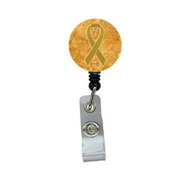 Gold Ribbon for Childhood Cancers Awareness Retractable Badge Reel
