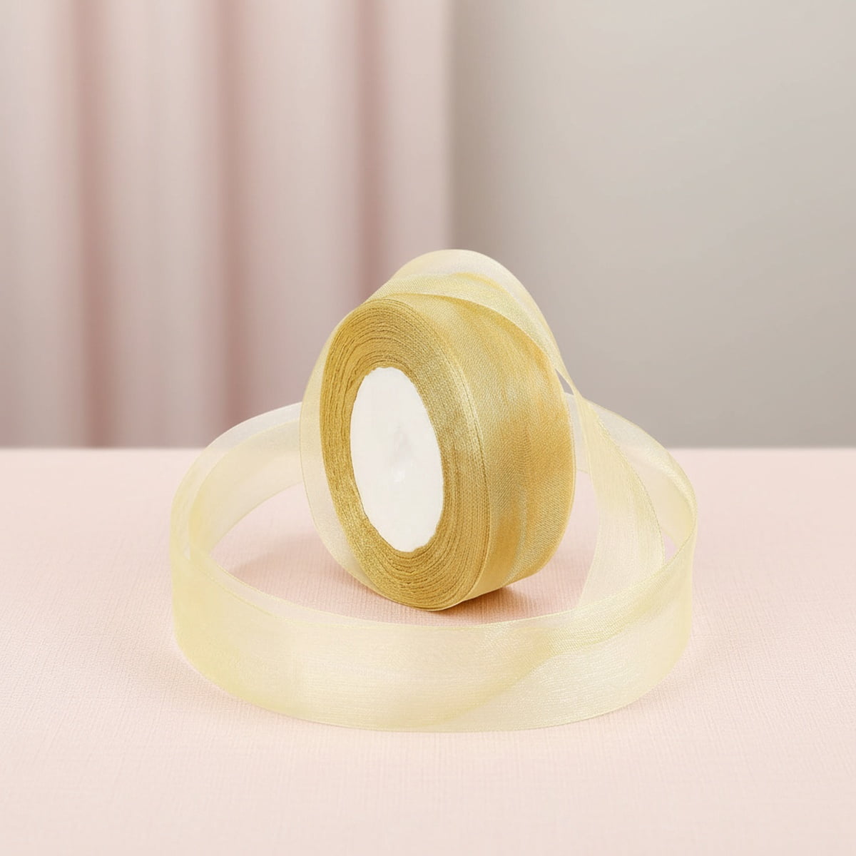 Gold Ribbon for Gifts Wrapping, Sheer Organza Chiffon Fabric Ribbon, Mesh Ribbons for Flower Bouquet, Wedding, Crafts, Decoration, Present