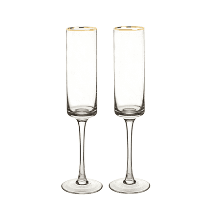 Giftsforyounow Glass Gold Rim Champagne Flutes, Set of 2, 8oz.