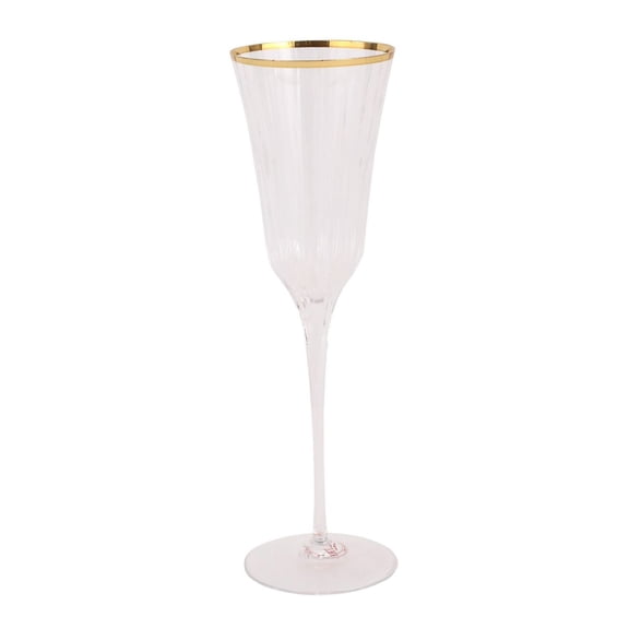 Gold-Rim Crystal-Cut Champagne Glass Elegant Toasting Flute