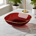 thumbnail image 1 of Gold Rim Square Plastic Plates, Food Grade PET Snack Dishes, Stackable Dinnerware for Home Kitchen, Party, Restaurant, Candy Nut Fruit Serving Bowls, Modern Tableware Set, 1 of 6