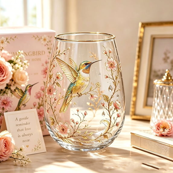 Gold Rim Stemless Glass Tumbler, 14oz Sunflower Bee Printed Decorative Glass Cup for Tea Wine Water Home Table Decor Gift