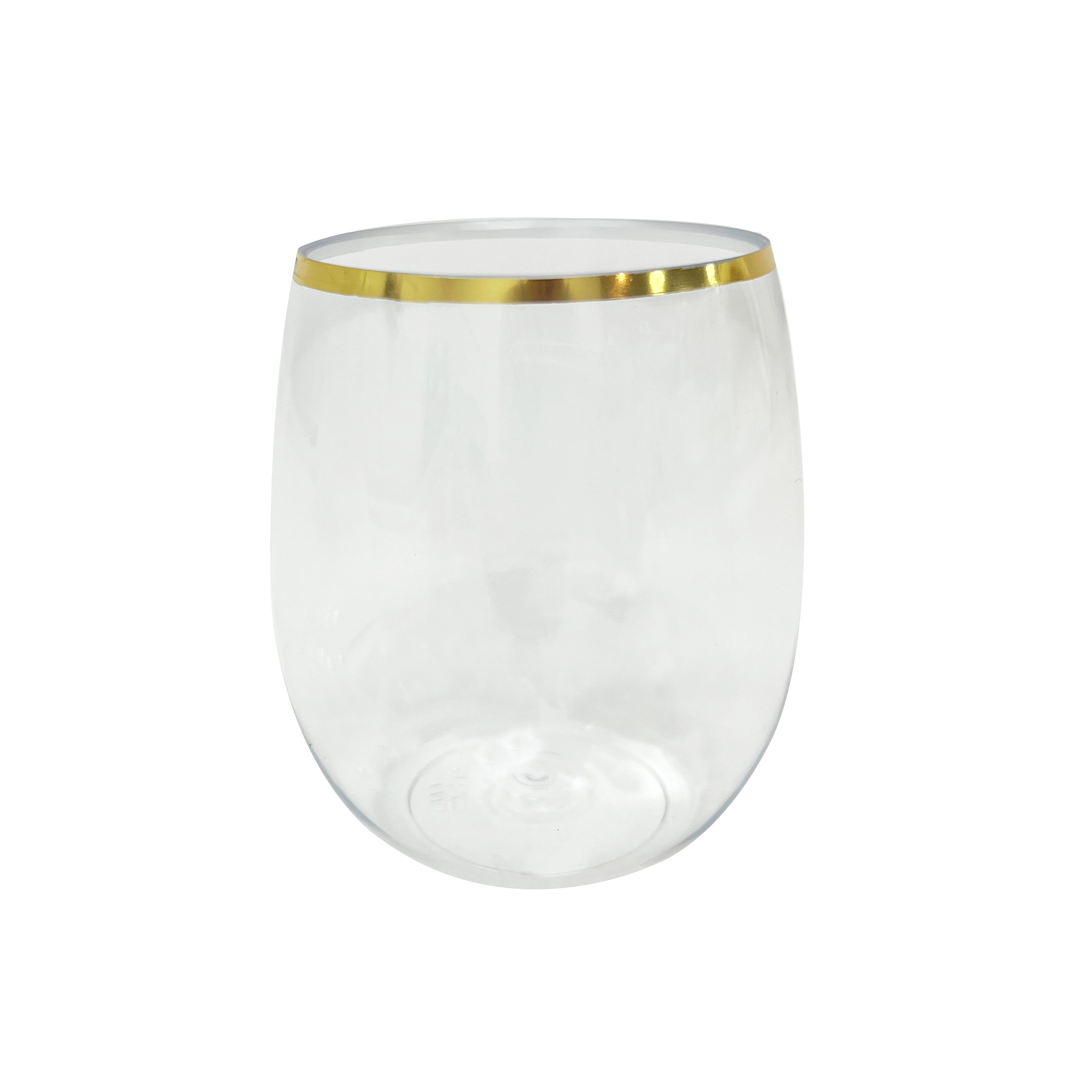 Gold Rim Stemless Wine Glasses - 8ct by Celebrate It  12oz Plastic Party  Glasses for Weddings - Celebrations - Holiday Gatherings & Entertaining
