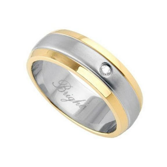 Gold Rims w/ CZ - Mens Wedding Rings Wedding Bands for Men Size 9, 10, 11, 12 +