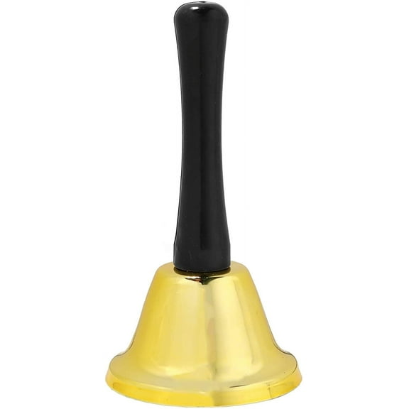 Gold Ringing Hand Bell - Loud Metal Handheld Ring Tea Bell for Calling Attention and Assistance