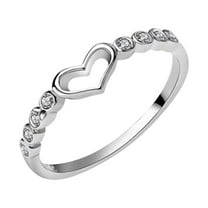 Gold Rings For Women Eternity Men Engagement Couples Stainless Steel Birthstone Jewelry Gifts Silver Love Ring Female Hollow Set Heart Shaped