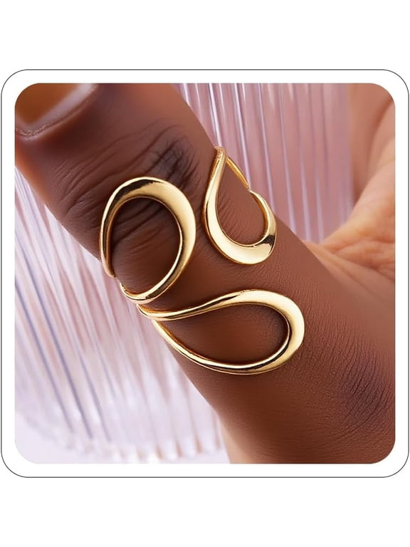 Gold Rings for Women Non Tarnish Adjustable Thumb Ring for Women Finger Ring Chunky Gold Silver Rings Anillos Para Mujer Stainless Steel New Year Anniversary Birthday Jewelry