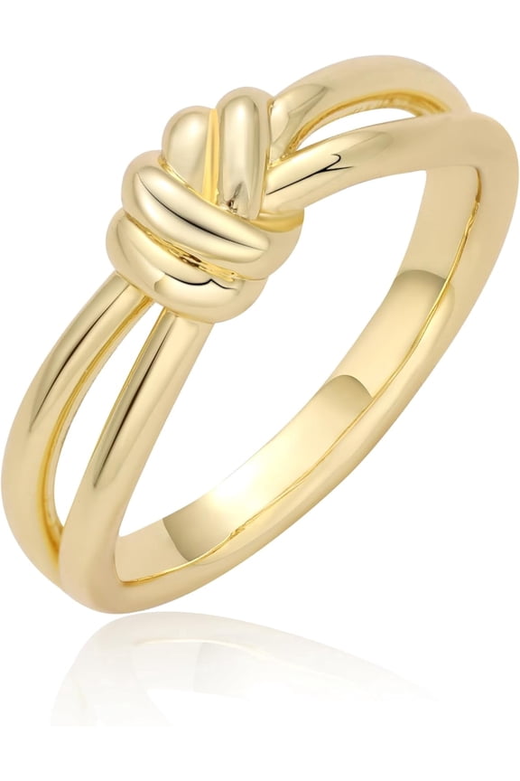 Gold Rings for Women Dainty 14K Gold Plated Rings Non Tarnish Simple Knot Promise Ring Waterproof Trendy Jewelry Birthday Gifts for Her Size 5-10