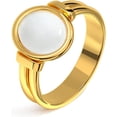 thumbnail image 1 of Gold Rings for Women, Non-tarnish Stainless Steel Chunky Statement Signet Ring Jewelry Gift, 1 of 5