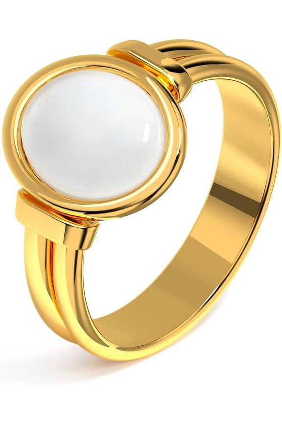 Gold Rings for Women, Non-tarnish Stainless Steel Chunky Statement Signet Ring Jewelry Gift