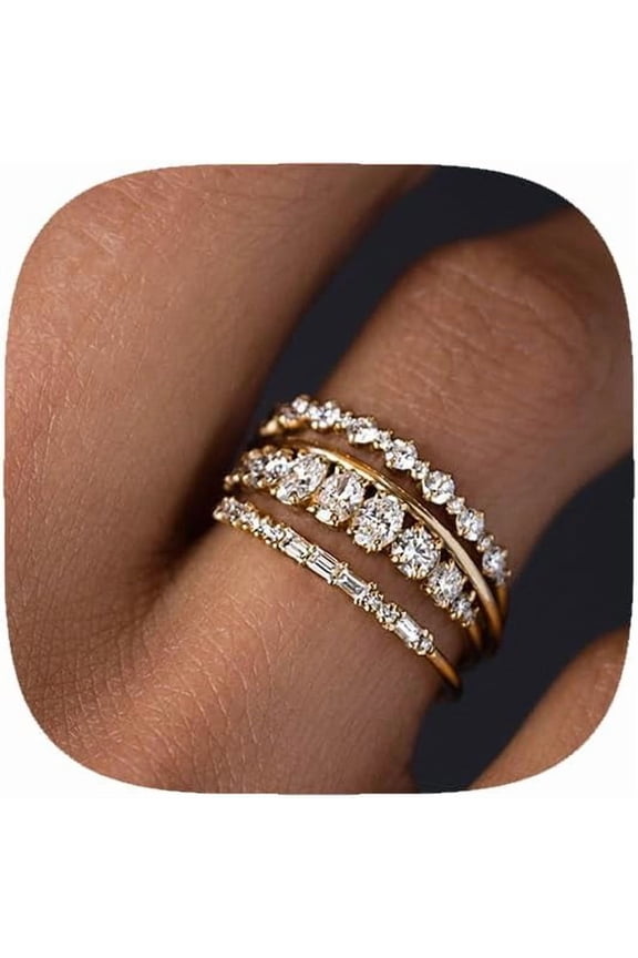 Gold Rings for Women Stackable Gold Plated Chunky Ring Set Dainty Statement Stacking Rings 3 Sets Jewelry