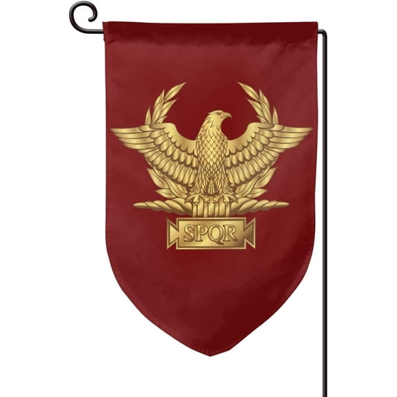 Gold Roman Imperial Eagle SPQR Double Sided Outside Dcor Garden Flag 12x18 Inch