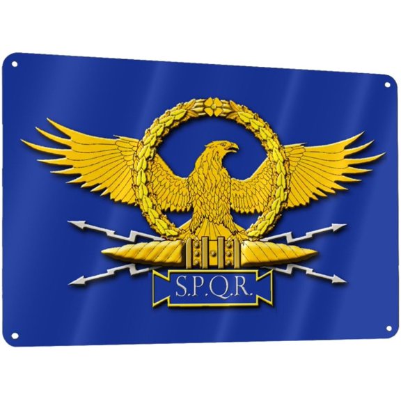 Gold Roman Imperial Eagle Spqr 12x8in Sign Metal Wall Art Poster Home Decor