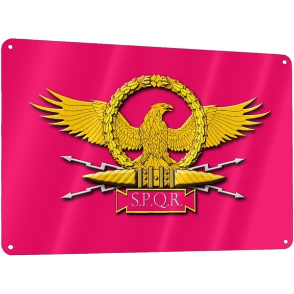 Gold Roman Imperial Eagle Spqr 12x8in Sign Metal Wall Art Poster Home Decor