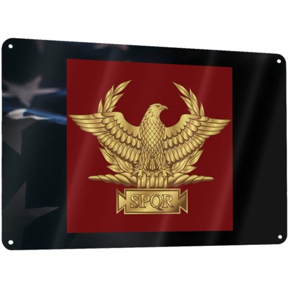 Gold Roman Imperial Eagle Spqr 12x8in Sign Metal Wall Art Poster Home Decor
