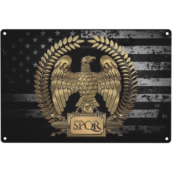 Gold Roman Imperial Eagle Vintage Metal Tin Sign 12x8 In Wall Art for Home, Bar, Man Cave Easy to Hang81