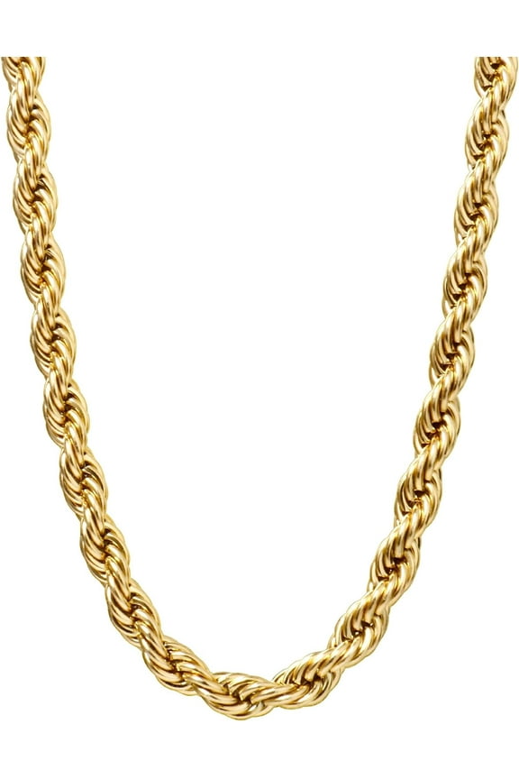 Gold Rope Chain for Men 2.5mm 3mm 4mm 18K Gold Plated Stainless Steel Rope Chain Necklace for Mens Women