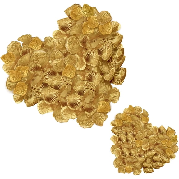 Gold Rose Petals for Wedding Decoration, 500 Pieces, 6x5 cm, Silk Cloth, Reusable Party Decor