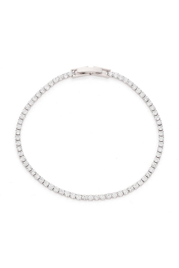 Gold, Rose, Rhodium, or Black Tone Single Row Tennis Bracelet with Crystals