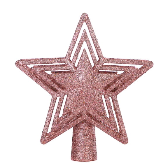 Gold Rose Silver Star Xmas Tree Topper with Built-in Rotating Warm White Snowflake Projector for Christmas Tree Ornament