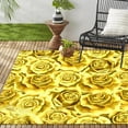 thumbnail image 1 of Gold Rose Vintage Flowers Indoor Outdoor Rug For Patio Porch Deck Balcony Waterproof Non Slip Patio Terrace Front Yard Camping Outside Area Rug 5x7ft, 1 of 6
