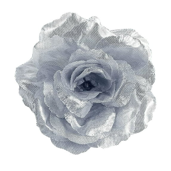 Gold Roses Artificial Flowers, 1 Pack Fake Silk Gold Flowers Real Looking Faux Blossom Rose Flower Head for Wedding Bouquet Party Decor DIY Crafts Floral Arrangements (Silver)