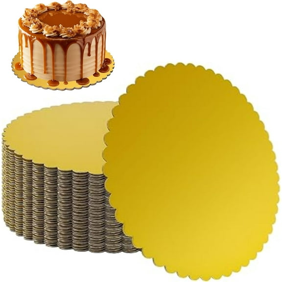 Gold Round Cake Board Sheets 8" - Premium Cake Boards for Baking, Cake Decorating, Dessert Packaging Display - Sturdy & Elegant for Bakeries, Pastry Shops, Weddings, Parties, Events (50)