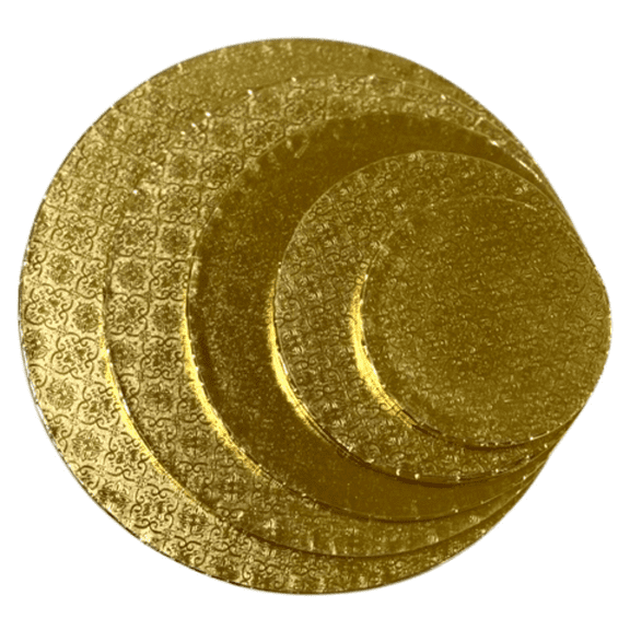 Gold Round Cake Drums 8 Inches – Pack of 6- Rigid and Sturdy 1/2 Inch Thick – Wrapped Edges (6, Gold)