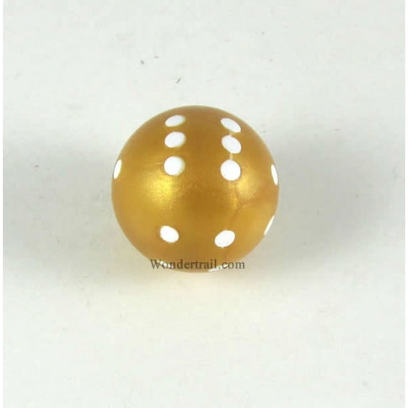 Gold Round Die with White Pips D6 22mm (7/8in) 1 Single Die Koplow Games