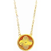 Gold Round Fine Clover Necklace for Women Dainty 14K Gold Plated Pendant Necklace Adjustable Chain Choker Charm Colorful Rotating Clover Pendant Lucky Necklace for Women Jewelry[d200]